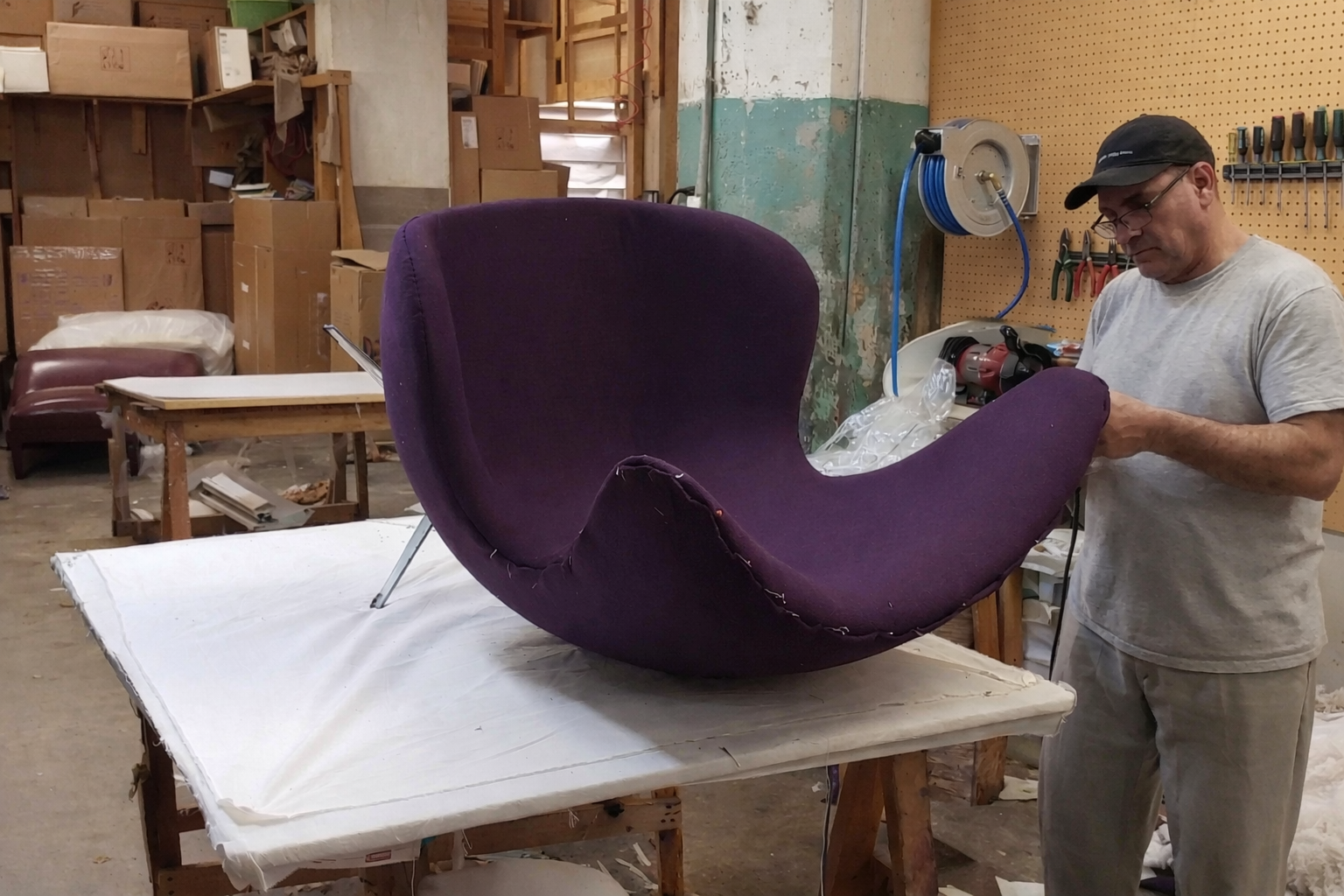 Egg chair in action — Mod Restoration workshop